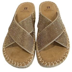 White Mountain Gold and Tan Sandals